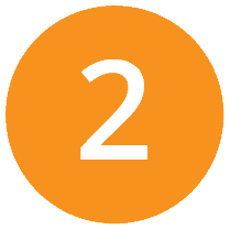 Step 2 Step 2 icon in an orange circle, illustrating the second stage of the solar installation timeline with Energy Plus Solar.