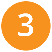 Step 3 icon in an orange circle, representing the third phase of the solar installation timeline with Energy Plus Solar. Step 3 icon in an orange circle, representing the third phase of the solar installation timeline with Energy Plus Solar.
